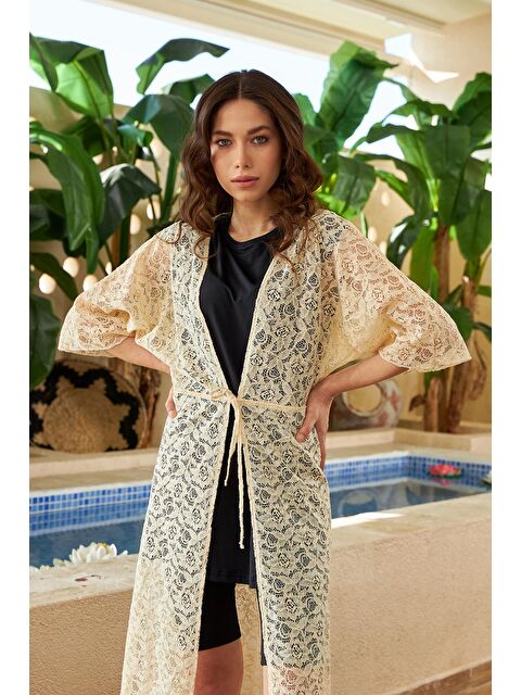 Remsa Mayo Üzerine Önü Açık Pareo 498-601 Bej - S000121892-19928