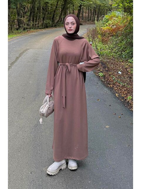 Lamelif Arma Detaylı Elbise Soft Kahve - S000517793-19413