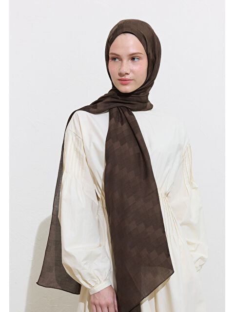 Fresh Scarfs Nori İpeksi Jakar Şal Tozlu Kahve - S000417174-18645