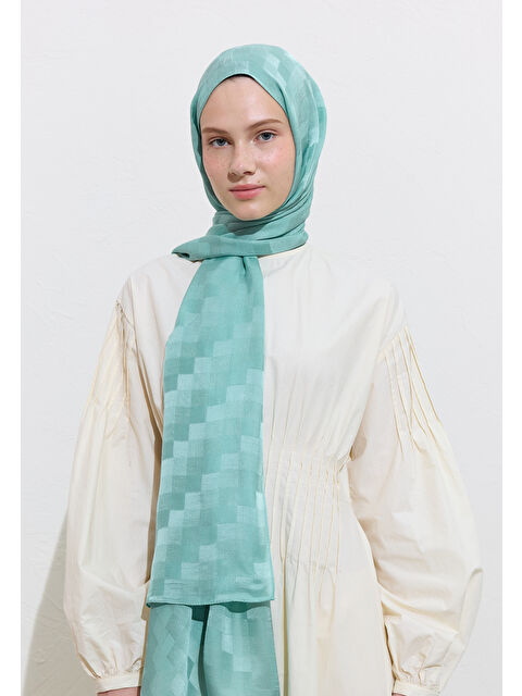 Fresh Scarfs Nori İpeksi Jakar Şal Deniz Köpüğü - S000417174-3695