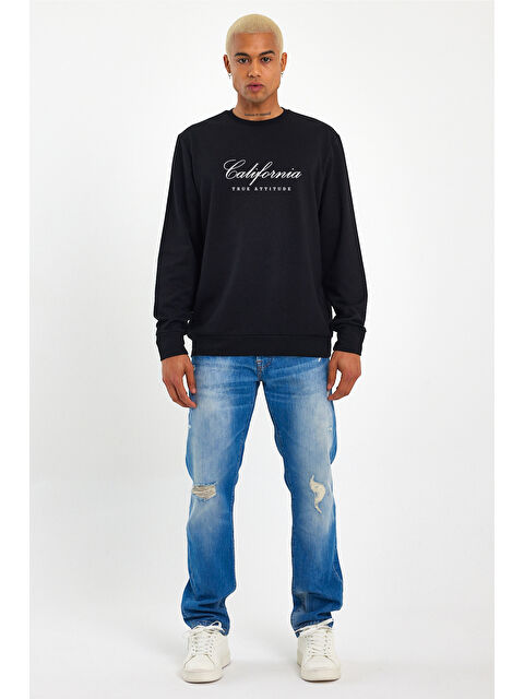 Süperlife Erkek Bisiklet Yaka Regular Kalıp İnce California Baskılı Büyük Beden Sweatshirt SPR24SW125 - S000292794-19351