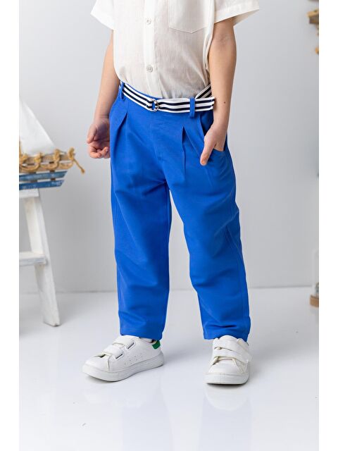 MİNİNİO Erkek Bebek Kemerli Gabardin Pantolon - Sax - S000363710-23710