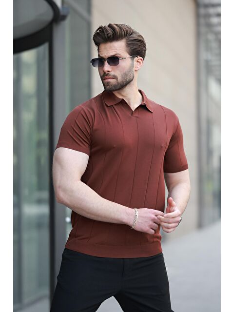 Madmext Kiremit Polo Yaka Triko Erkek Tişört E7417 - S000374808-18657