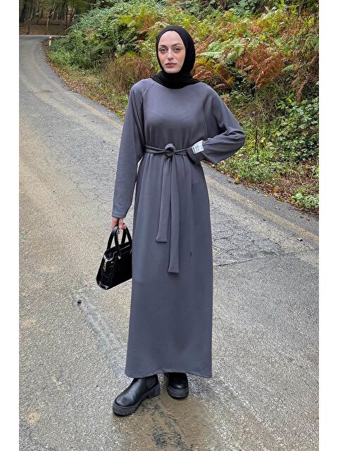 Lamelif Arma Detaylı Elbise Antrasit - S000517793-29666