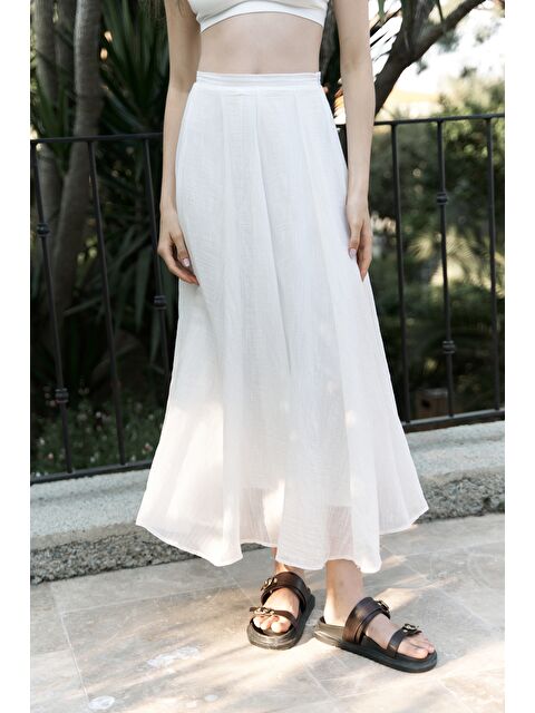 Bohemai Seonag Volanlı Ekru Uzun Etek - S000511573-19965