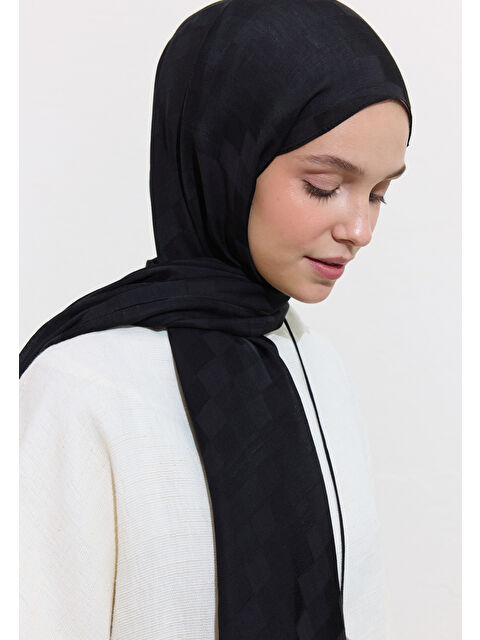 Fresh Scarfs Nori İpeksi Jakar Şal Siyah - S000417174-6381