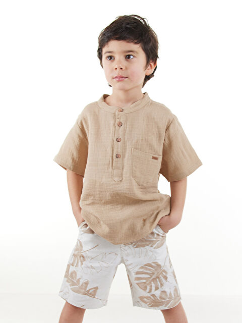 Midimod Erkek Çocuk Müslin Gömlek Gabardin Şort Takım - S000415166-19928