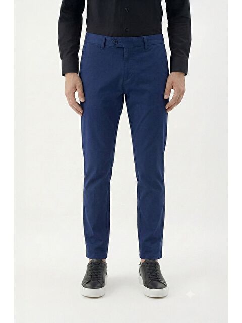 Sabri Özel Erkek Açık Lacivert Normal Kesim Regular Fit Dokuma Monaco Normal Bel Pantolon