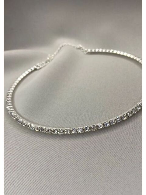 Süperlife Kadın Gümüş Renk Su Yolu Choker Kolye – Taşlı Modern Tasarım SPRTAKI108 - S000425204-18105