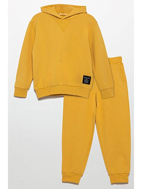 For You Kids Kapüşonlu Etiket Detaylı Jogger Sarı Alt Üst Takım - S000274030-20072