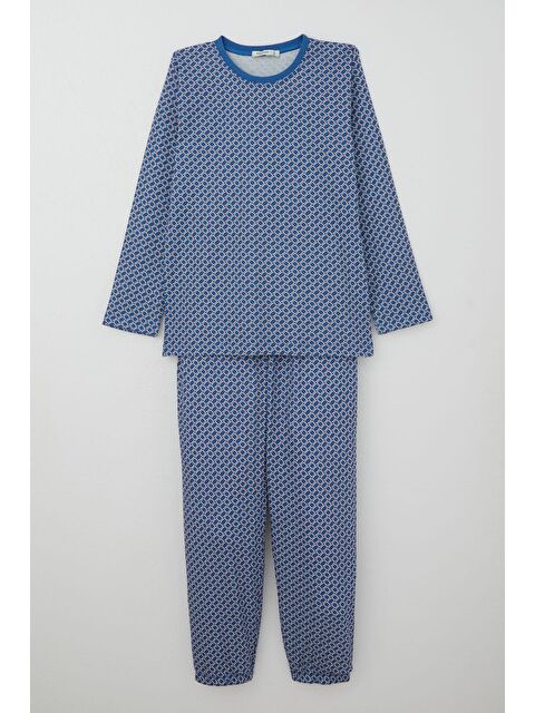 Breeze Erkek Çocuk Pijama Takımı Kare Desenli Mavi (9-12 Yaş) - S000434036-17234