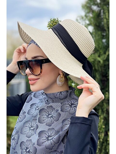 Remsa Mayo Kurdele Detaylı Hasır Şapka Ekru RŞ-51 - S000121907-19965