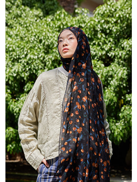 Fresh Scarfs Cherry Desen Rami Şal Kahve - S000458288-28102