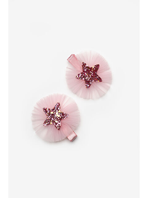 Le Mabelle Pembe Tül Detaylı Yıldız Figürlü 2'li Kız Çocuk Klips Toka - S000519270-20024