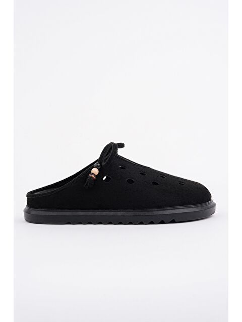 Muggo SHAMMY Süet Deri Delikli Bağcıklı Günlük Rahat Önü Kapalı Kadın Terlik