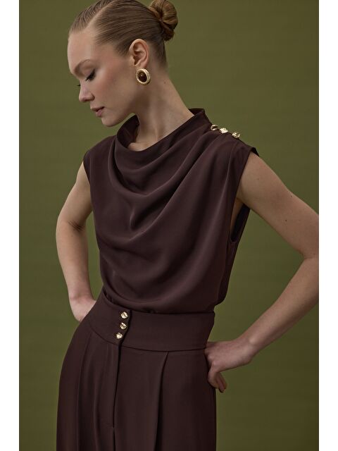 SATEEN Talia Bluz - Kahve