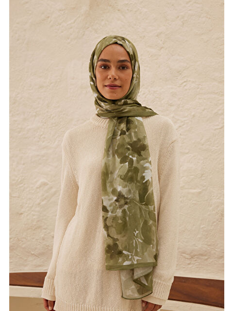 Fresh Scarfs Lizzy Desen Rami Şal Haki - S000458289-18547
