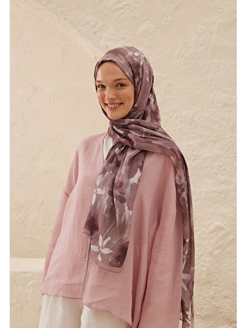 Fresh Scarfs Lizzy Desen Rami Şal Gülkurusu - S000458289-20028