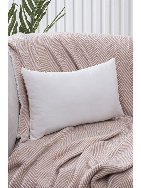 Asdiva Panoroma Süet Dokulu Düz Punch (Panç) İçin Uygun Beyaz 30x50 Dekoratif Kırlent Kılıfı - S000451622-20063