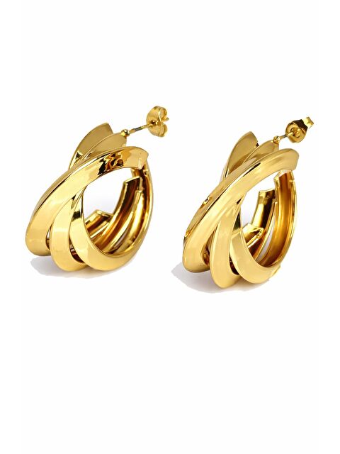 New Obsessions Altın Renk Çelik Halka Küpe - S000494575-20076