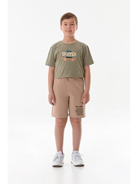 Fullamoda Beli Lastikli Los Angeles Yazı Baskılı Erkek Çocuk Şort - S000381046-26429