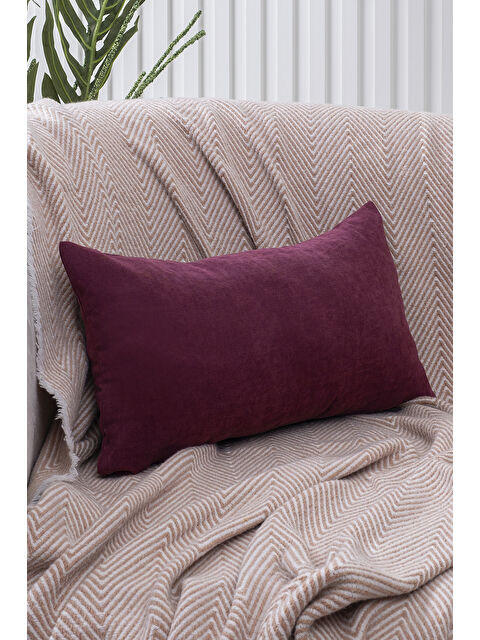 Asdiva Panoroma Süet Dokulu Düz Punch (Panç) İçin Uygun Mürdüm 30x50 Dekoratif Kırlent Kılıfı - S000451622-20036