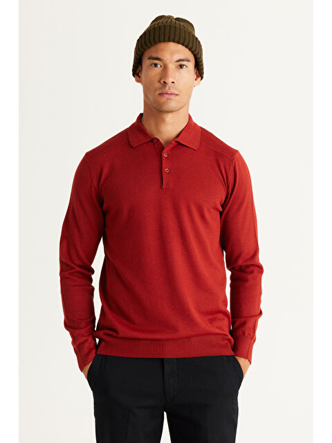 Altınyıldız Classics Erkek Kiremit Standart Fit Normal Kesim Polo Yaka Triko Kazak - S000403571-18657