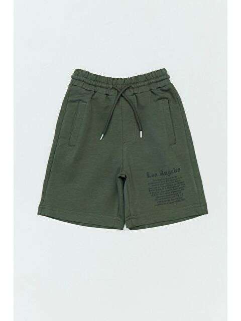 Fullamoda Beli Lastikli Los Angeles Yazı Baskılı Erkek Çocuk Şort - S000381046-18547