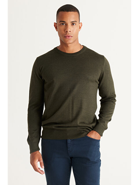 Altınyıldız Classics Erkek Haki Standart Fit Normal Kesim Bisiklet Yaka Triko Kazak - S000403572-18547