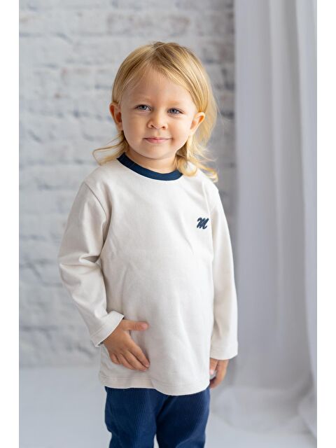 MİNİNİO Erkek Çocuk Nakış Detaylı Tişört - S000316644-19928