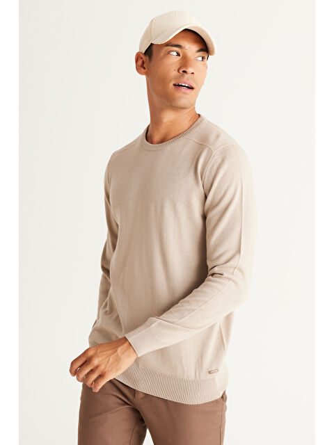 Altınyıldız Classics Erkek Bej Standart Fit Normal Kesim Bisiklet Yaka Triko Kazak - S000403572-19928