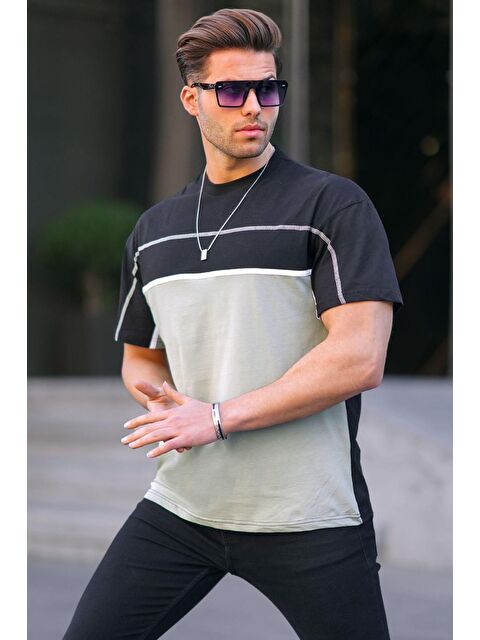 Madmext Siyah Renk Bloklu Erkek Tişört 5826 - S000130687-19351