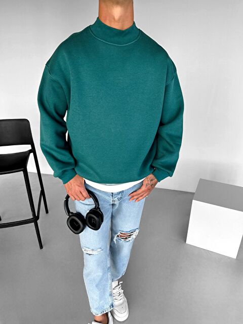 Abluka Online Erkek Rahat Kalıp Basic Uzun Kollu Sweatshirt Yeşil - S000314978-18194