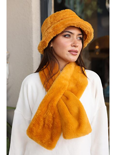 Remsa Mayo Kadın Peluş Kaşkol Boyunluk Atkı RKB-01 Hardal - S000121915-20074