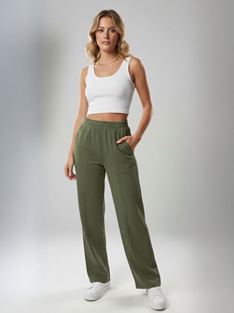 Trendseninle Haki Premium Modal Kumaş Regular Eşofman Altı - S000503787-18547