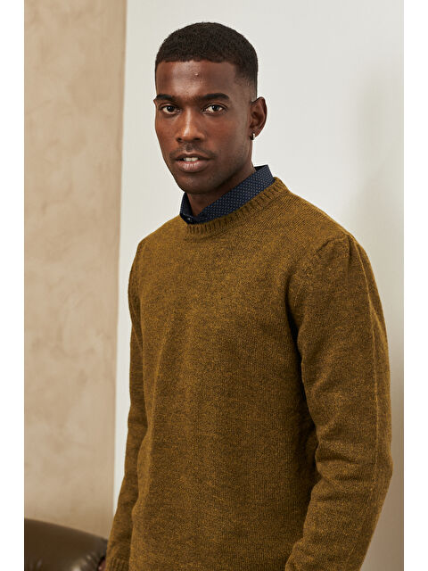 AC&Co / Altınyıldız Classics Erkek Haki Standart Fit Normal Kesim Bisiklet Yaka Triko Kazak - S000403577-18547