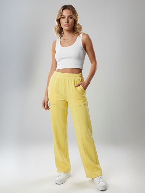 Trendseninle Sarı Premium Modal Kumaş Regular Eşofman Altı - S000503787-20072