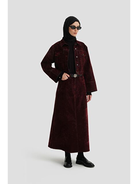 ARMİNE Flok Baskılı Denim Takım 24Kd3401 Bordo - S000351541-19951