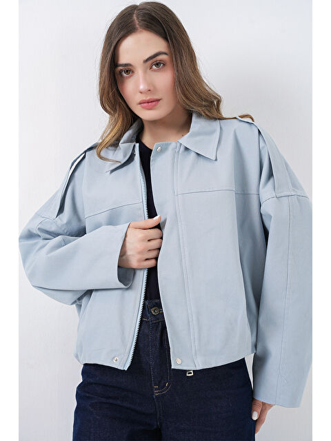 Bigdart Kadın Jean Bomber Ceket 0737 - Mavi - S000503794-17234