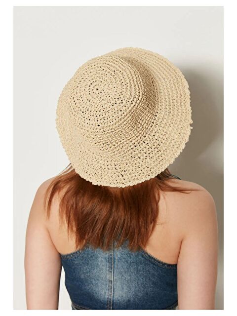 Luminos Butik Bej Ithal El Örgüsü Hasır Şapka HSR2083