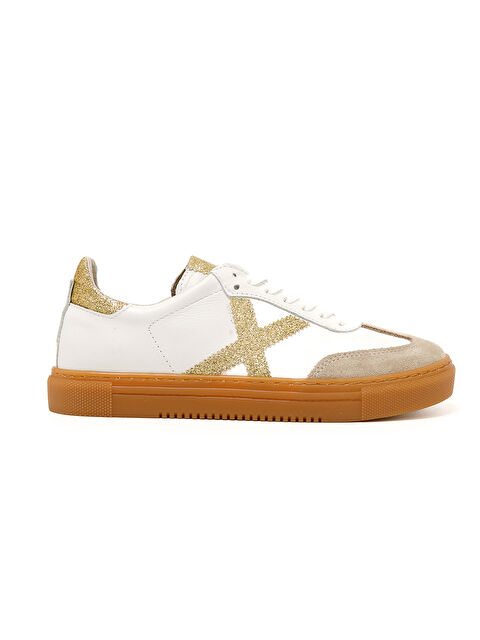 John May Kadın Sneaker ( Günlük) MAR-25Y-192-3030 Bej Süet-Beyaz Cilt-Gold Sim - S000509591-19928