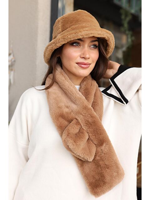 Remsa Mayo Kadın Peluş Kaşkol Boyunluk Atkı RKB-01 Camel - S000121917-20472