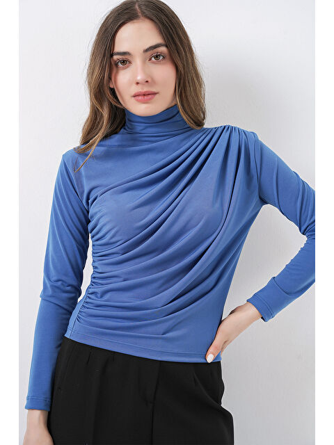 Bigdart 925 Büzgü Detaylı Sandy Bluz - İndigo - S000336254-23093