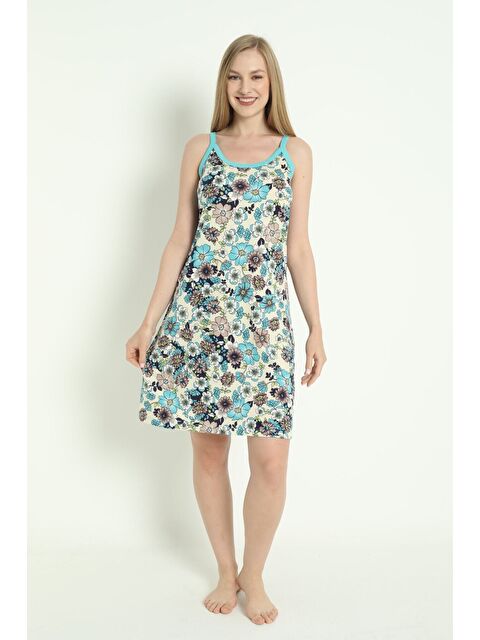 Intensive Kadın Askılı Desenli %100 Pamuk Yazlık Elbise - S000503796-19966