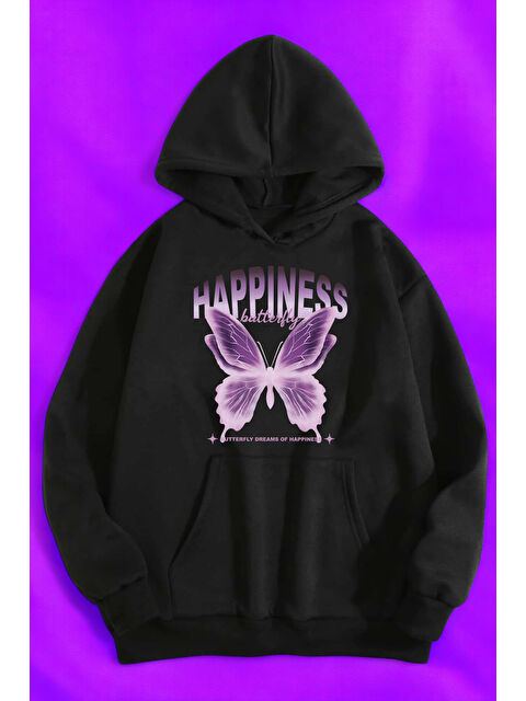 uyguntarz Happiness Baskılı Oversize Sweatshirt - S000266256-19351