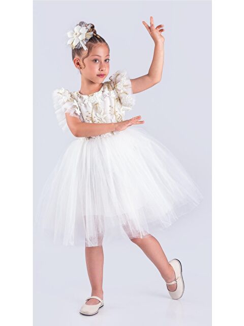 Mnk Baby & Kids Kız Çocuk Nakışlı Tütü Etek Elbise MNK0578 - S000388989-19965