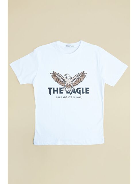 Fullamoda Kartal Baskılı Bisiklet Yaka Erkek Çocuk Tişört