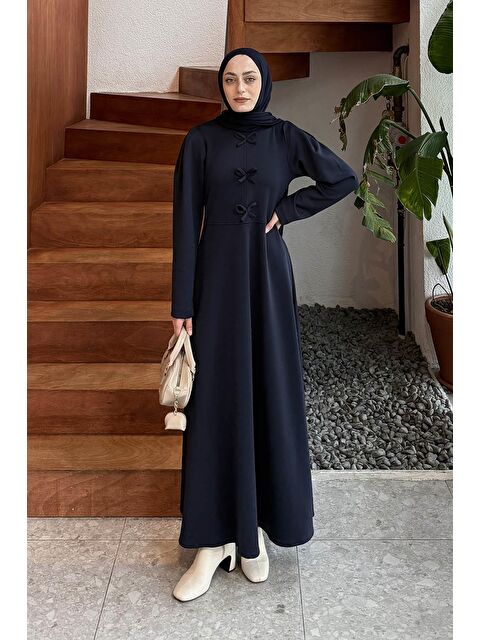 Lamelif Kurdela Detaylı Scuba Elbise Lacivert - S000517795-21164