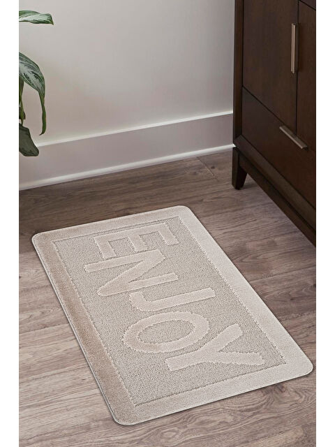 Konfor Halı Doğal Kaymaz Taban Banyo Paspas Uzun Ömürlü Yumuşak Su Emici Yazılı Paspas Enjoy-Vizon - S000340779-26429