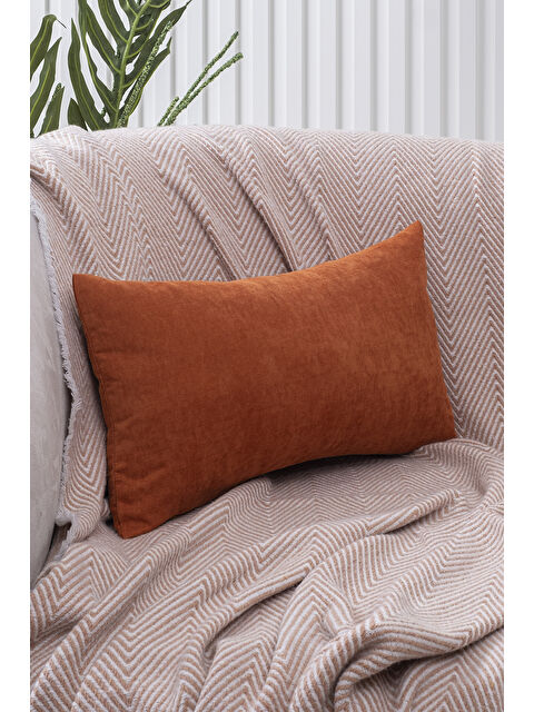 Asdiva Panoroma Süet Dokulu Düz Punch (Panç) İçin Uygun Kiremit 30X50 Dekoratif Kırlent Kılıfı - S000451622-18657